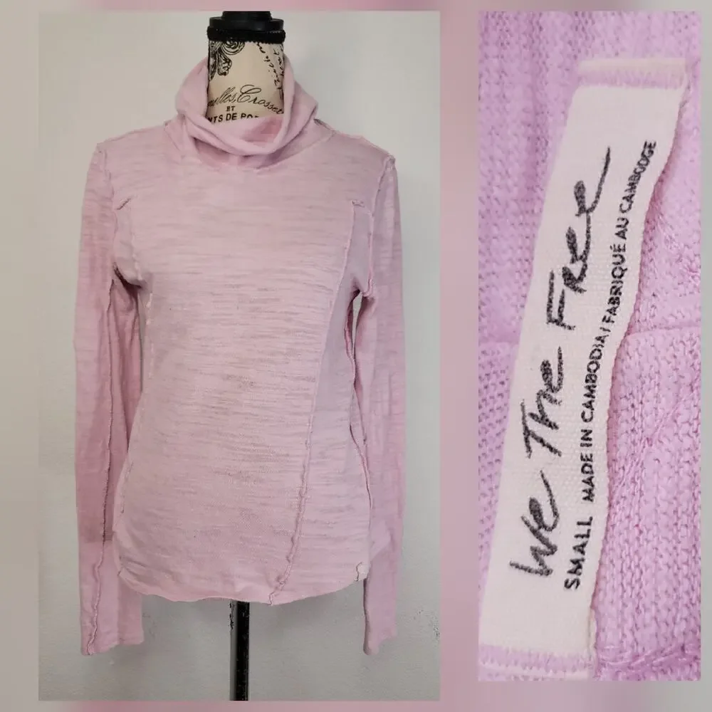 Free People We The Free Everyday Layering Knit Top Pink Small OB 1582226